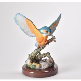 Figur "Eisvogel" mit Sockel Dekoration Vogel Statue