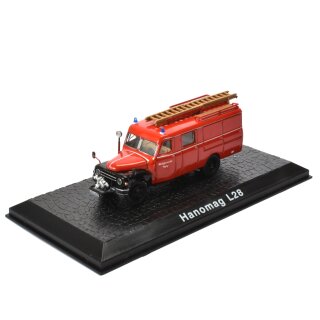 Hanomag L28 Feuerwehrfahrzeug in 1:72 mit Vitrine