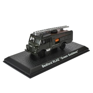 Bedford RLHZ Feuerwehrfahrzeug in 1:72 mit Vitrine