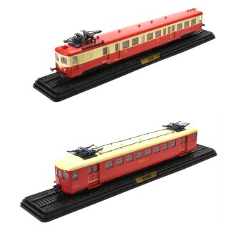 Französische Triebwagen 2-teilig rot 1:87 Standmodell in Vitrine