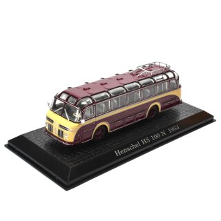 Henschel HS 100 N Bus Fertigmodell aus Die Cast Metall in Vitrine 1:72